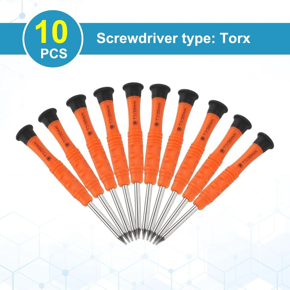 10pcs T3 Torx Mini Screwdriver 3mm Shank Torx Head, Orange - Image 3 of 4