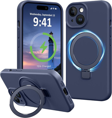 Compatible with Iphone 15 Case with Stand, Slim Premium Liquid Silicone Phone Ca