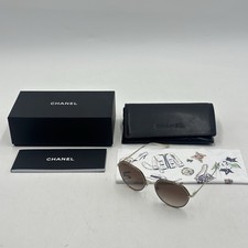 CHANEL 4251-J Gold Brown Metal Frame Sunglasses Authentic Made in Italy With Box
