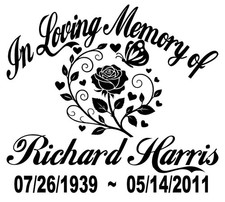 In Loving Memory Flower Butterfly Floral Car Vinyl Sticker Decal 3 Font Choices