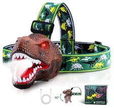 Upgraded Rechargeable Dinosaur Headlamp for Kids, Led Flashlight for Boys or