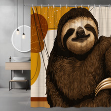 Sloth Shower Curtain Brown Orange Graphic Print