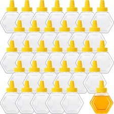 32 Pcs 7 oz Honey Squeeze Bottle Plastic Empty Beehive Bottle Jar with Spout Lid