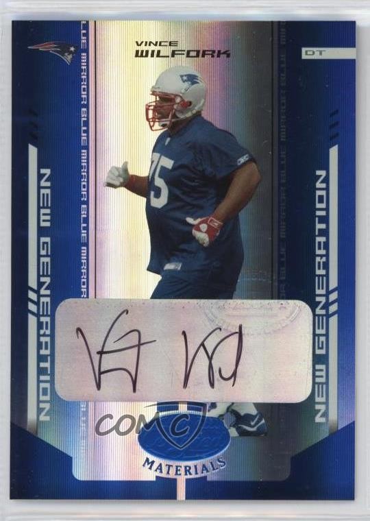 Vince Wilfork Leaf Certified Materials #199 Mirror Blue-Autograph