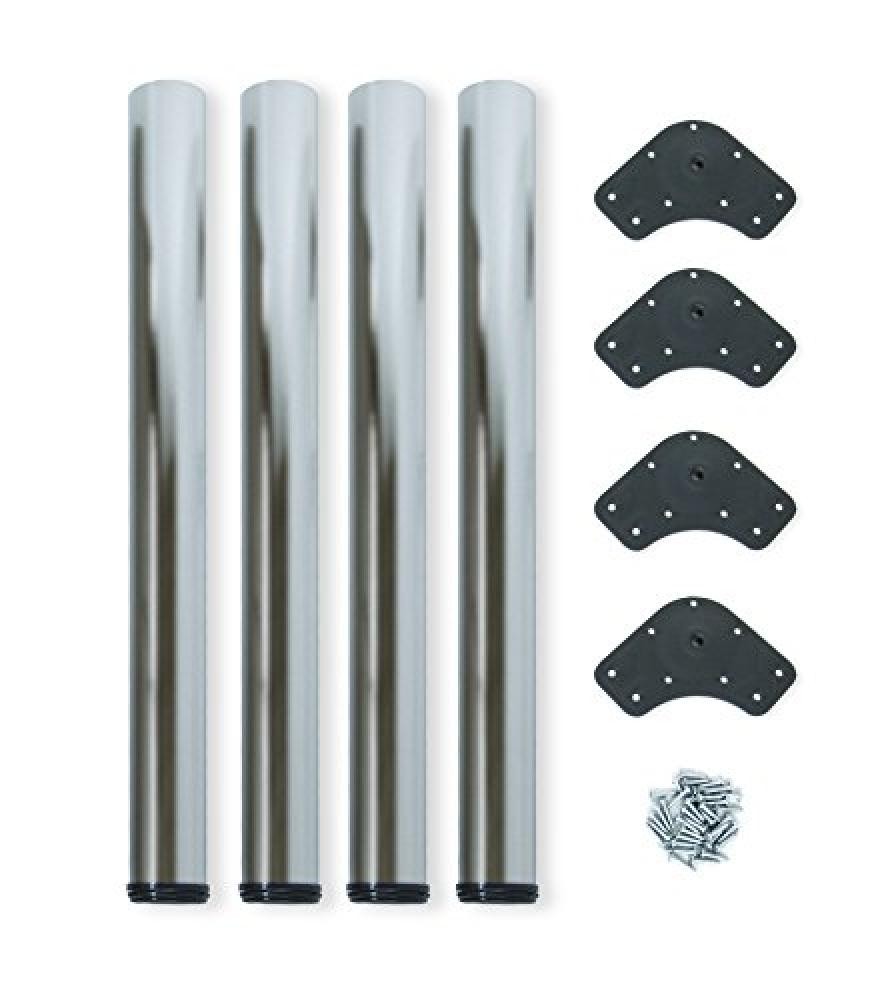Set 4 Piedi Tavolo Emuca Ø60x710mm Acciaio Satinato Design Moderno