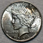 About Uncirculated 1934-D Peace Dollar, Highly Lustrous, Tougher Date.