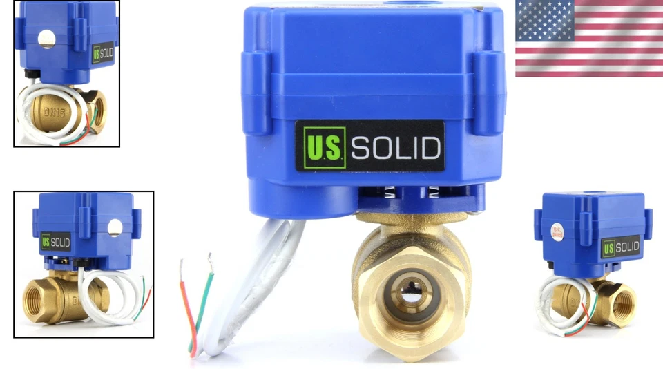 1/2 Inch Motorized Brass Ball Valve - 9-24V AC/DC, Quick Open/Close Feature - Image 2 of 4