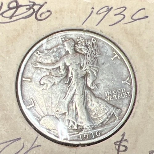 Liberty Walking Half Dollar 1936 50C 90% Silver Philadelphia Circulated