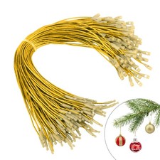 Christmas Ornament Hangers String, 100 Pcs PreCut Hook for Gold