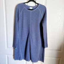 J. Jill Blue Striped Knit Long Sleeve Sweater Tunic Dress Size Medium