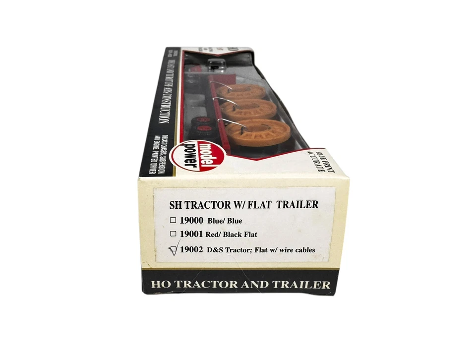 #19002 Model Power HO 1/87 Semi Truck Tractor w/Flat Trailer Cable Reels Load - Image 2 of 3