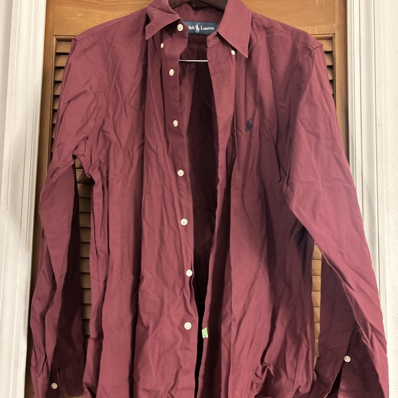 Polo Ralph Lauren Shirt Mens L Classic Fit Dress Button Down- Deep Wine