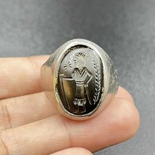 Unique Roman Ancient Intaglio Agate Stone bronze old Ancient Ring