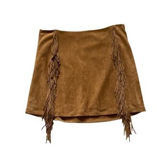 Mini Skirt Fringe Faux Suede Size Large Western Fall Retro Cottagecore Y2K