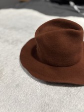 Janessa Leone Brown 100% Wool‎ Fedora Hat - Medium - Made In USA Western Janessa Leone Wool Hat Fedora Womens L Brown Wide Brim Suede  main image 3