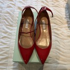 Aquazzura Red Patent Leather Pointed Toe Ankle Strap Buckle Flats EU 40 — photo 2