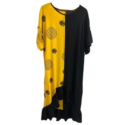 Women s Ya-Wei Color Blocked Dress Sz 6. Sleeve Edge And Hem Are Ruffled. Comfy!