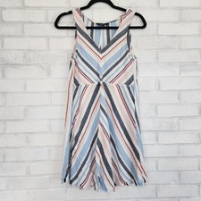 Indigo Rein Linen Blend Size Small Boho Sleeveless Shift Dress Multicolor Flowy