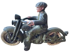 ANTIQUE HUBLEY CAST IRON HARLEY DAVIDSON MOTORCYCLE Civilian TOY 1930s ORIGINAL