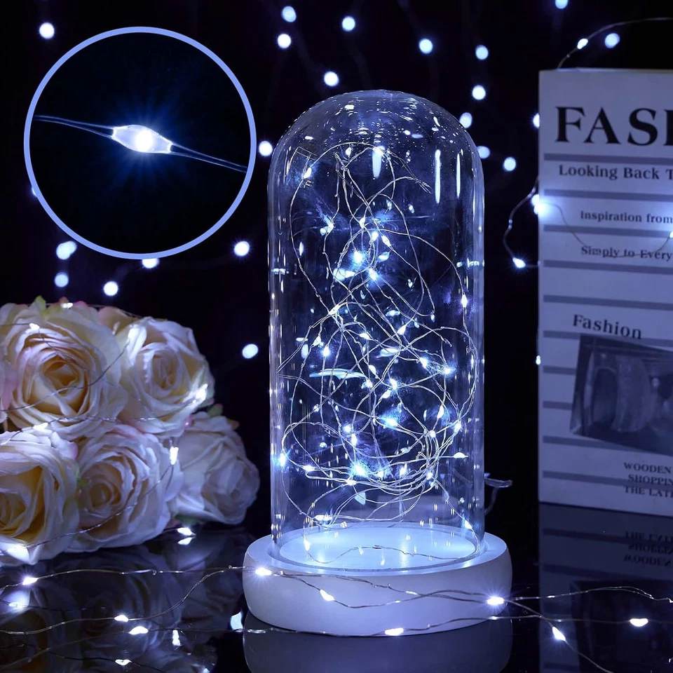 20 Luci Stringa 1M 10 LED Filo Rame Bianco Freddo Decorazione Natale Feste - Immagine 4 di 4