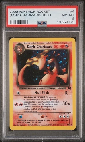 Pokemon Dark Charizard Team Rocket Unlimited Holo Rare #4 PSA 8