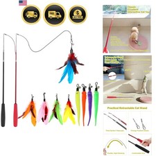 Cat Toys for Indoor Cats Interactive Feather Wand Toy and Refills