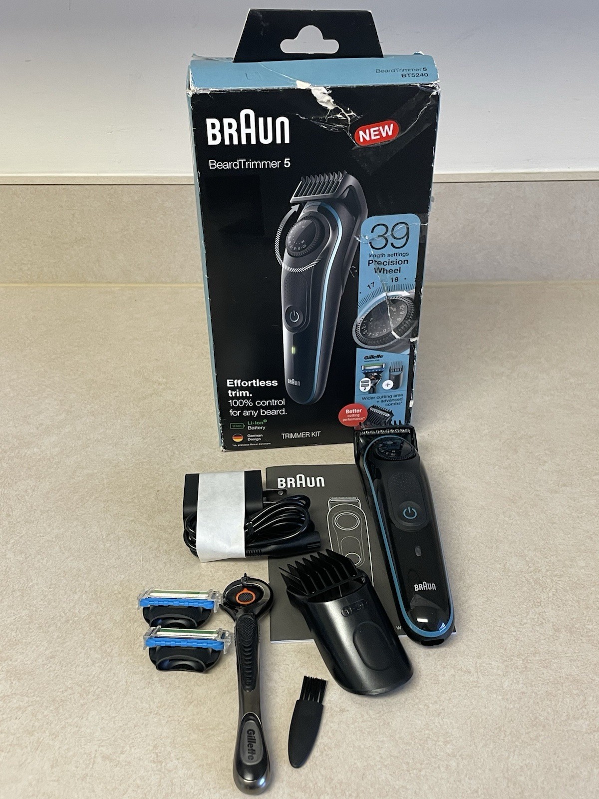 Braun Beard Trimmer 5 Kit, 39 Length Settings with Gillette 