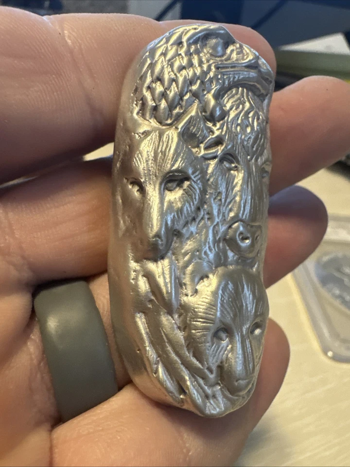 Lingotes de bisonte barra de plata fina .999 de 5 oz troy, vertidos a mano Foto 2 de 3