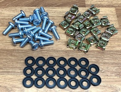 20 Silber M6 Käfigmuttern Schrauben Unterlegscheiben 19'' Datennetzwerk Rack Schrankmontage PDU