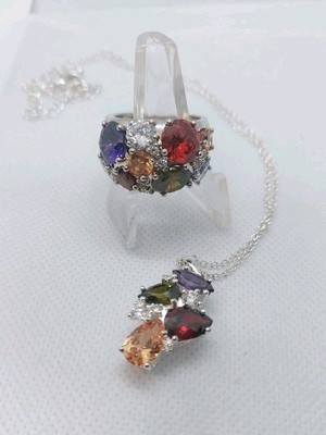 NVC Nataliya V. Collister Gorgeous Sparkly Rhinestone Pendant Necklace And Ring,