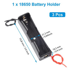 3Pcs 18650 Battery Holder 1-Slot 3.7V Storage Case with Wire Leads UK