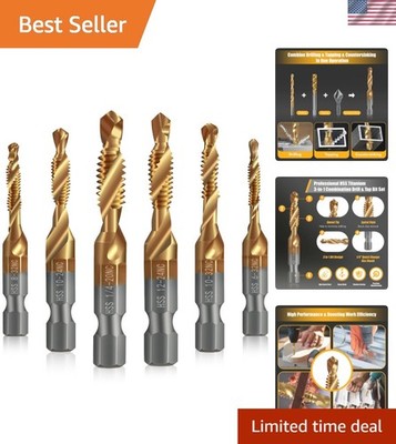 Easy-Use 6 Pack HSS Titanium Drill & Tap Set - Quick Change for DIYers & Pros