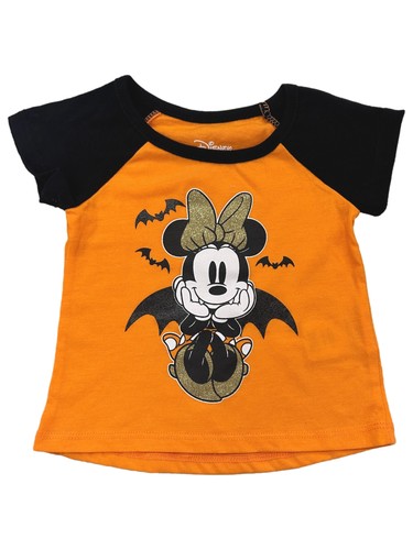 Disney Infant Girls Orange Minnie Mouse Vampire Bat Halloween T-Shirt 12M