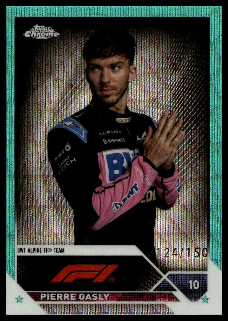 2023 Topps Chrome Formula 1 #52 Pierre Gasly Aqua Wave Refractor #/150 SN