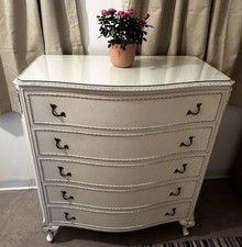 The Vintage French Style Shabby Chic Louis XV Chest Of 5 Drawers W Glass on Top
