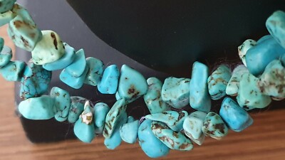 Large Necklace / Long Necklace in Turquoise Stone from the 1970s