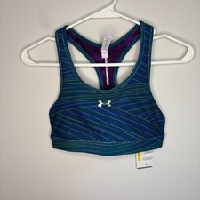 Image of UNDER ARMOUR REVERSIBLE NEW Sports Bra Women's S Mid-Impact Support Green Blue
