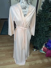 Vintage JC PENNEY Robe Sz S Pink Long Flannel Belted House Coat