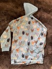 Soft Chicken Print Pajama jacket or warm Button up Sweatshirt Size M Light Blue — photo 2