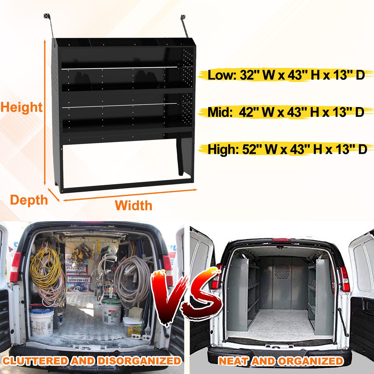 Van Shelving Storage for Transit Connect,NV200,Chevy City Express