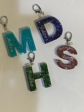 handmade resin keychain with your initial and name - Free Shipping