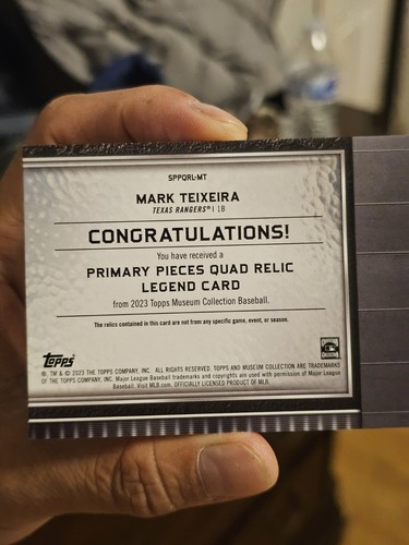 Collezione Topps Museum 2023 Mark Teixeira pezzi primari leggende argento /25 - Foto 7 di 8