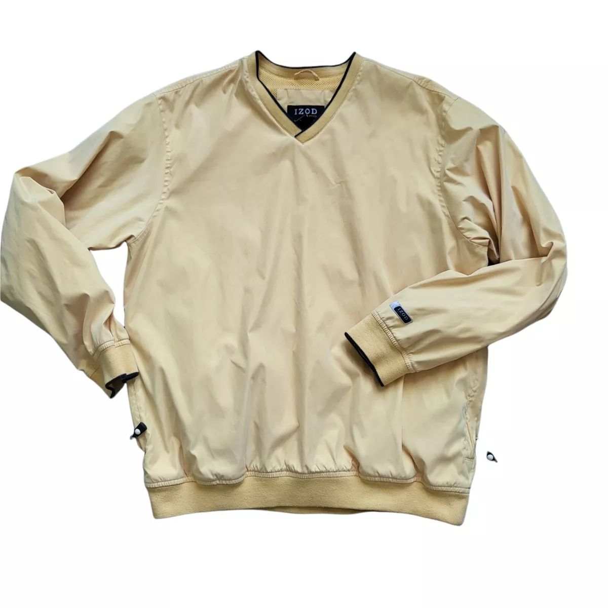 Izod XFG Mens Golf Yellow Long Sleeve V Neck Pullover Windbreaker
