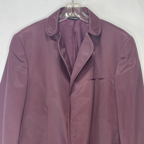 VERSACE Techno Jeans Satin Blazer Burgundy Size 50 M/L Rare Vintage Hide Buttons - Picture 16 of 24