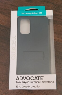 For SAMSUNG GALAXY A13 QUIKCELL ADVOCATE DUAL-LAYER KICKSTAND CASE Slate Blue 