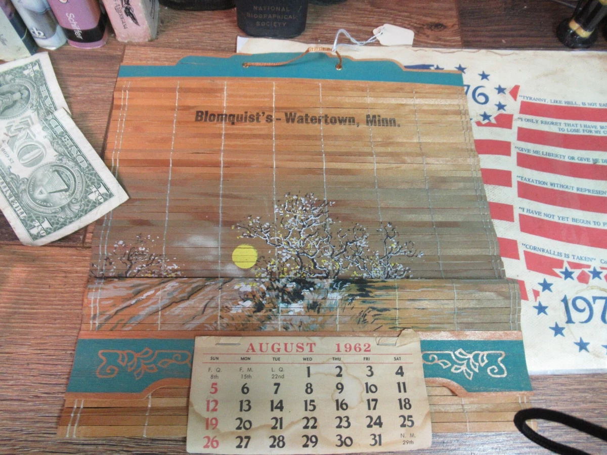 WATERTOWN MINNESOTA MN BLOMQUIST'S MINN ADVERTISING BAMBOO 1962 CALENDAR |  eBay