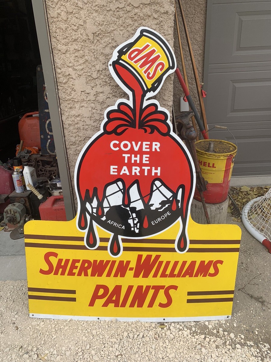 【116㎝】U.S.A ヴィンテージ 看板 Sherwin Williams Vintage Sherwin Williams Paint Sign Original Porcelain Sign