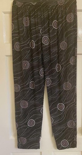 LADIES PRINTED ELASTICATED FULL LENGTH SUMMER CASUAL TROUSERS 8 - 22 - Picture 21 of 27