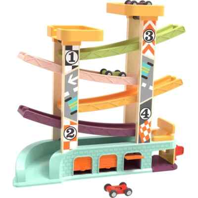 TOP BRIGHT Spielzeugauto-Set für 1-, 2-Jährige - Kleinkind-Autostrecke HOLZ