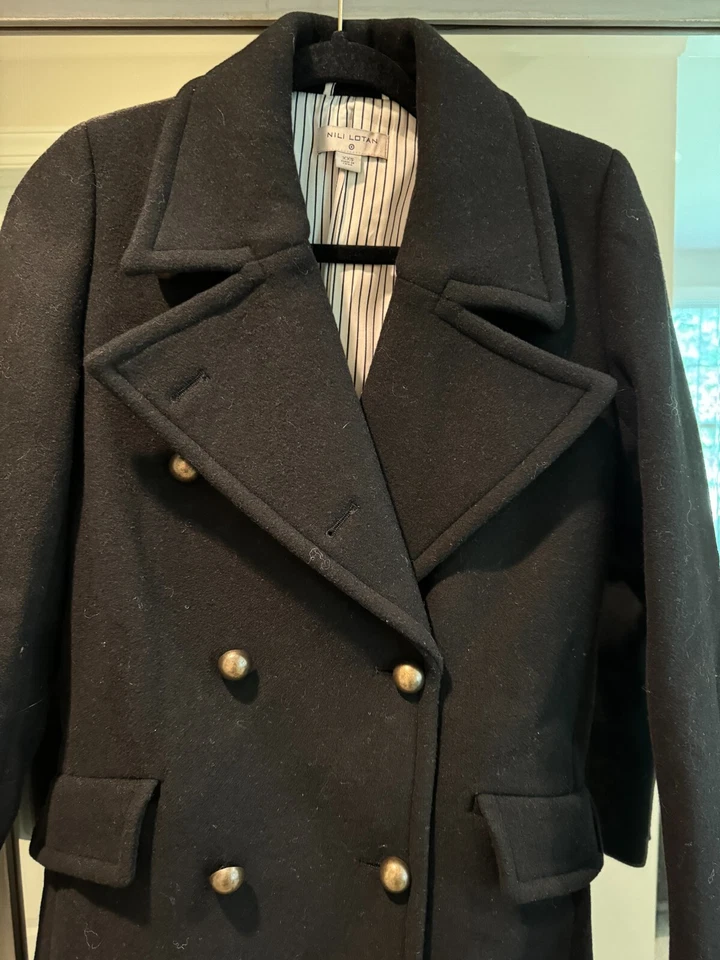 Abrigo Nili Lotan Target Negro con Botones de Latón - Talla XXS (poliéster, lana) Foto 2 de 4